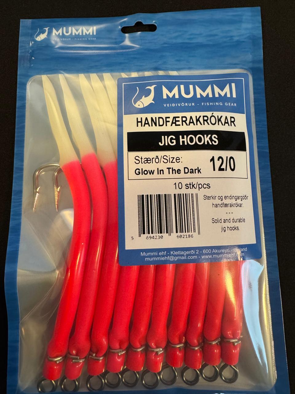 12/0 Krókar Sjálflýsandi 10 krókar í pakkningu