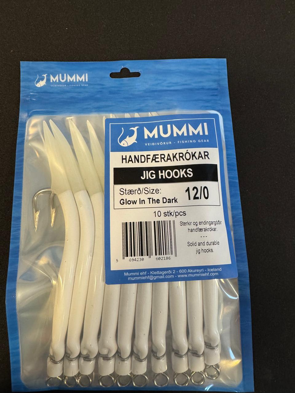 12/0 Krókar Sjálflýsandi 10 krókar í pakkningu