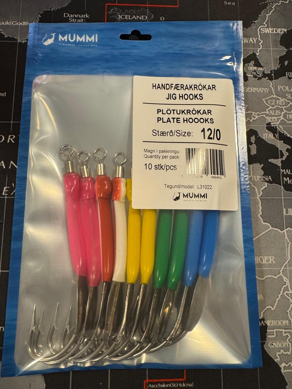 Plötukrókar - Platehooks 12/0  (10 stk/pcs) Blandaðir litir/Mixed colours